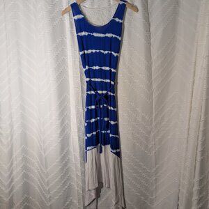 kensie white & blue tie dye maxi dress, Size S
